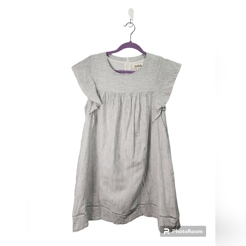 Listicle Classic Gray and White Striped Dress 100%Cotton Sz. M